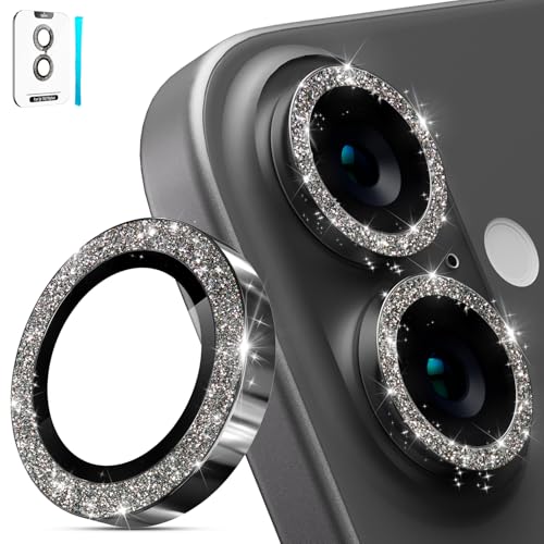 imluckies für iPhone 16 - iPhone 16 Plus Kameraschutz Glitzer, AR+AF Gehärtetes Glas & 9H Anti-Kratzer Metall Aluminiumlegierung, HD Klar Kamera Linse Schutzfolie - Bling Schwarz imluckies für iPhone 16 - iPhone 16 Plus Kameraschutz Glitzer, AR+AF Gehärtetes Glas & 9H Anti-Kratzer Metall Aluminiumlegierung, HD Klar Kamera Linse Schutzfolie - Bling Schwarz von imluckies