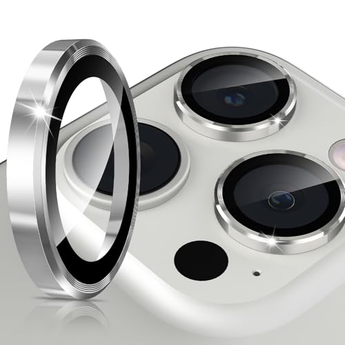 imluckies für iPhone 16 Pro - iPhone 16 Pro Max Kameraschutz, AR+AF Gehärtetes Glas & 9H Anti-Kratzer Metall Aluminiumlegierung, HD Klar Kamera Linse Schutzfolie - Silber von imluckies