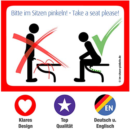 immi 4x Bitte im Sitzen pinkeln Aufkleber Folie, Postkartenformat. Das Original, A6 von immi