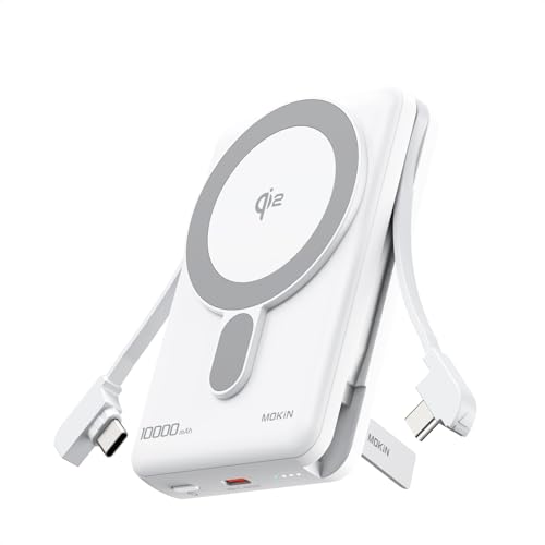 Magnetisches tragbares Ladegerät für iPhone, 15 W Qi2 kabellose Powerbank mit eingebautem USB-C-Kabel, 10000 mAh externer Akku, 20 W USB-C-Ausgang, Ständer aus Legierung, kompatibel mit Magsafe für Magnetisches tragbares Ladegerät für iPhone, 15 W Qi2 kabellose Powerbank mit eingebautem USB-C-Kabel, 10000 mAh externer Akku, 20 W USB-C-Ausgang, Ständer aus Legierung, kompatibel mit Magsafe für von imokin