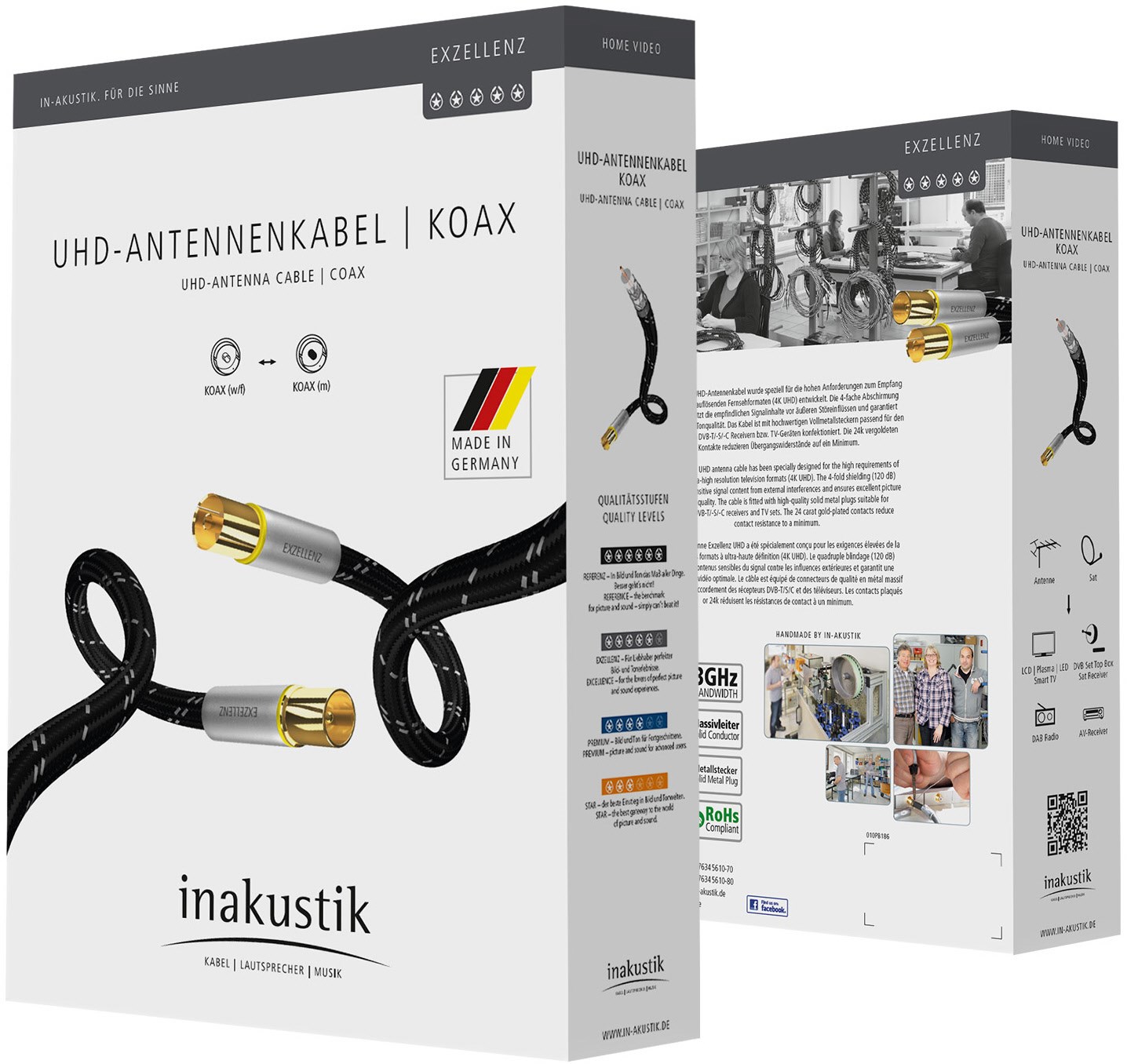 Exzellenz UHD Antennenkabel (3m) Antennenkabel schwarz/silber von in-akustik