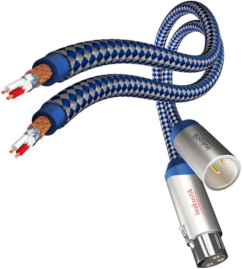 XLR (m)  XLR (w) Stereo (5,0m) XLR-Kabel blau/silber von in-akustik