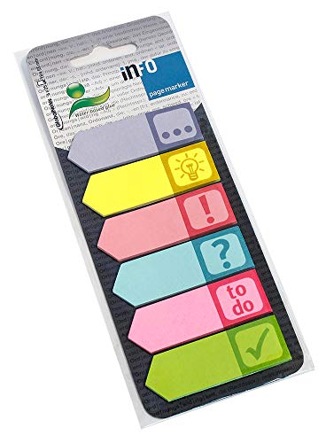 inFO Notes Papier-Pagemarker, 6 bedruckte Blöcke mit je 25 Blatt auf bedruckter Pappkarte von inFO Notes
