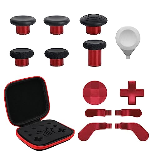 13 in 1 Metal Thumbsticks for Xbox Elite Controller Series 2 Zubeh?r, Replacement Magnetic Buttons Kit Includes 6 Metal Plating Joysticks, 4 Paddles, 2 D-Pads, 1 Adjustment Tool (Plating Red) von inRobert