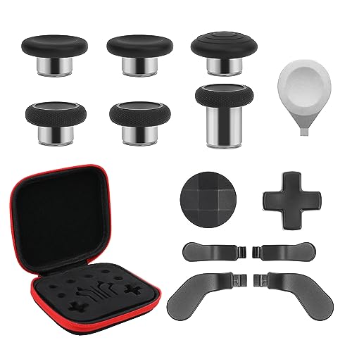 13 in 1 Metall Daumensticks f??¡§?1r Xbox Elite Controller Series 2 Zubeh?r, Ersatz Magnetische Tasten Kit enth?lt 6 Metallbeschichtung Joysticks, 4 Paddles, 2 D-Pads, 1 Justierwerkzeug (schwarz) von inRobert