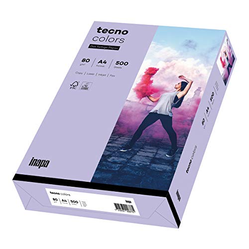 Inapa farbiges Druckerpapier, buntes Papier tecno Colors: 80 g/m², A4, 2.500 Blatt (5x500), violett von inapa