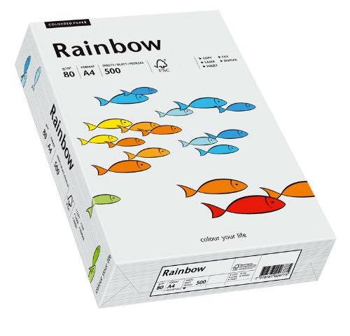 Papyrus 88042783 Drucker-/Kopierpapier bunt, Bastelpapier: Rainbow 80 g/m², A4 500 Blatt, Matt, Hellgrau von inapa