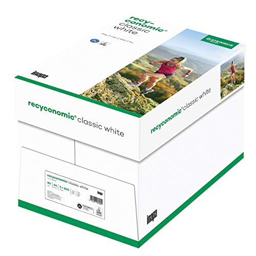 inapa Recycling-Druckerpapier Recyconomic ClassicWhite: 80 g/m², A4, CIE-Weiße: 55 (recycling-grau), 2500 Blatt (5x500) von inapa