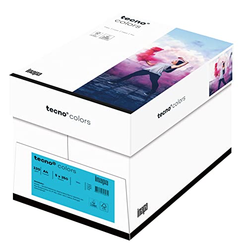 inapa farbiges Druckerpapier, buntes Papier tecno Colors: 120 g/m², A4, 1.250 Blatt (5x250), blau von inapa