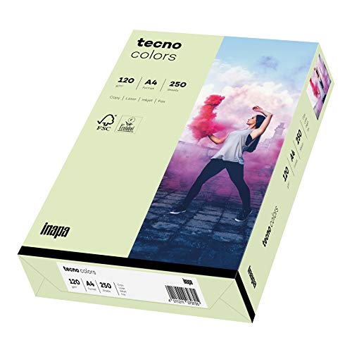 inapa farbiges Druckerpapier, buntes Papier tecno Colors: 120 g/m², A4, 250 Blatt, hellgrün von inapa