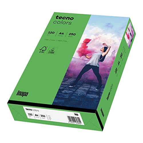 inapa farbiges Druckerpapier, buntes Papier tecno Colors: 120 g/m², A4, 250 Blatt, intensivgrün von inapa