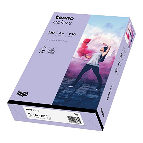 inapa farbiges Druckerpapier, buntes Papier tecno Colors: 120 g/m², A4, 250 Blatt, violett von inapa