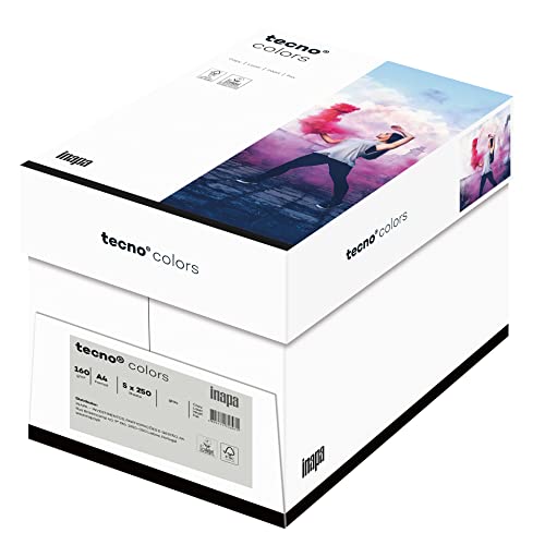 inapa farbiges Druckerpapier, buntes Papier tecno Colors: 160 g/m², A4, 1.250 Blatt (5x250), grau von inapa