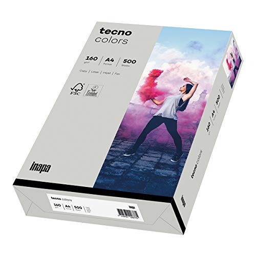 inapa farbiges Druckerpapier, buntes Papier tecno Colors: 160 g/m², A4, 250 Blatt, grau von inapa