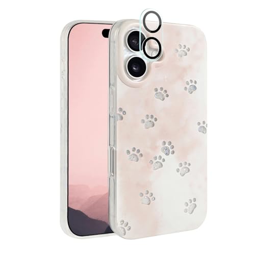 inewateri Schutzhülle für iPhone 16, bezauberndes schlichtes glänzendes Katzenpfoten-Design, flexibles TPU und Schutzhülle für Damen und Mädchen, mit Kameralinsenschutz inewateri Schutzhülle für iPhone 16, bezauberndes schlichtes glänzendes Katzenpfoten-Design, flexibles TPU und Schutzhülle für Damen und Mädchen, mit Kameralinsenschutz von inewateri