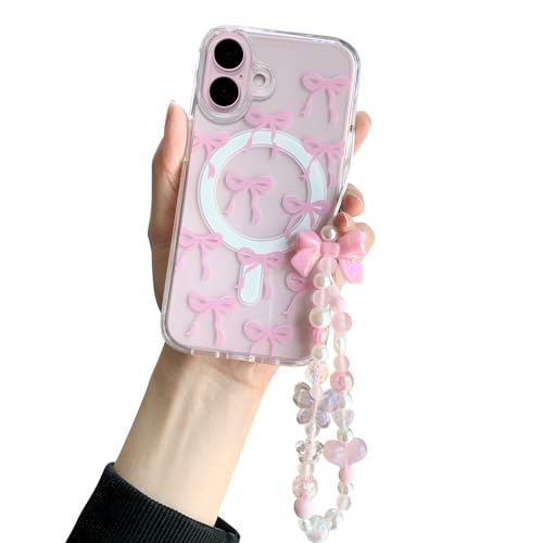 inewateri Schutzhülle für iPhone 16, transparent, niedliche Schleife, kompatibel mit MagSafe, ästhetische, stoßfeste Schutzhülle für Damen und Mädchen, Glitzer-Schleife, Kristallkette, Rosa inewateri Schutzhülle für iPhone 16, transparent, niedliche Schleife, kompatibel mit MagSafe, ästhetische, stoßfeste Schutzhülle für Damen und Mädchen, Glitzer-Schleife, Kristallkette, Rosa von inewateri