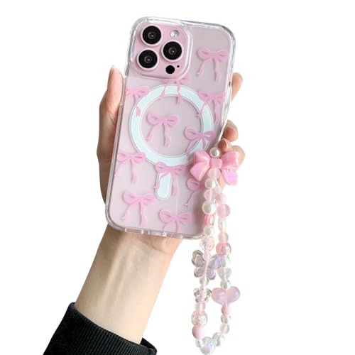 inewateri Schutzhülle für iPhone 16 Pro, transparent, niedliche Schleife, kompatibel mit MagSafe, ästhetische, stoßfeste Schutzhülle für Damen und Mädchen, Glitzer-Schleife, Kristallkette, Rosa inewateri Schutzhülle für iPhone 16 Pro, transparent, niedliche Schleife, kompatibel mit MagSafe, ästhetische, stoßfeste Schutzhülle für Damen und Mädchen, Glitzer-Schleife, Kristallkette, Rosa von inewateri