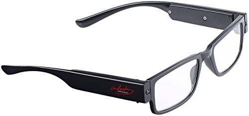 infactory Lesebrille: Modische Lesehilfe mit integriertem LED-Leselicht und Akku, 2,0 dpt (Brille mit LED, Lesebrille mit LED Beleuchtung, Nachtsichtbrille) von infactory