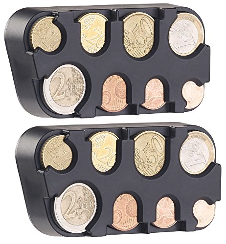 infactory Münzbox: 2er-Set Euro-Münzsammler mit Schnell-Fixierung (Münzbox für Kleingeld, Euro, Münzgeld Aufbewahrung) von infactory
