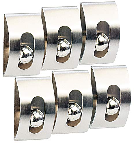 infactory Zettelhalter Klammer: 6er-Set Edelstahl-Notiz-Halter "Gravity Lock", selbstklebend (Zettelhalter selbstklebend, Notizhalter Klammer, Wandhalterung) von infactory