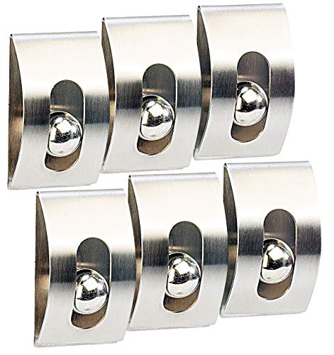 infactory Notizhalter: 6er-Set Edelstahl-Notiz-Halter "Gravity Lock", selbstklebend (Zettelhalter Klammer, Zettelhalter selbstklebend, Kühlschrank) von infactory