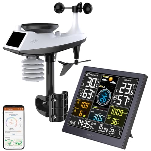 infactory Profi Wetterstationen: WLAN-Funk-Wetterstation mit XL-Farbdisplay, App, Weather Underground (Internet-Funk, Wettermonitor) von infactory