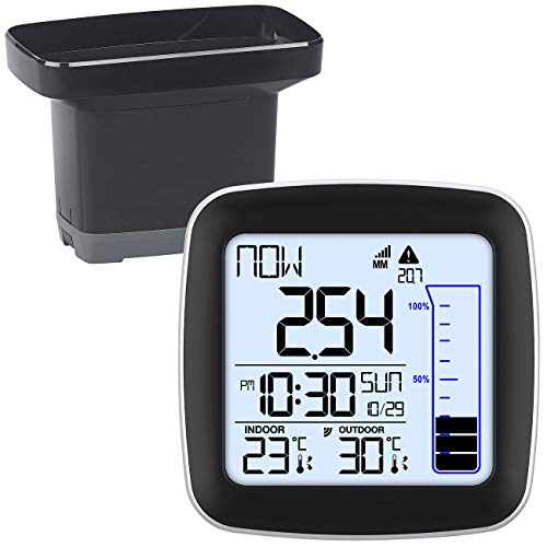 infactory Regenmengenmesser: Digitale Funk-Wetterstation mit Außensensor, Regenmesser & Wecker (Regenmengenmesser Digital, Wetterstation mit Regensensor, Monitor Halterung) von infactory