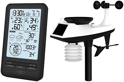 infactory Regenmesser: Funk-Wetterstation mit Profi-Außensensor, Wettervorschau & Hygrometer (Wetterstation mit Regenmesser, Wettercenter, Monitor Halterung) von infactory