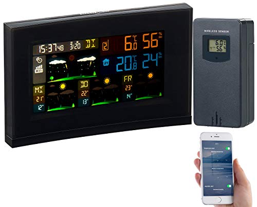 infactory Wetterstation WiFi: WLAN-Funk-Wetterstation mit Außensensor, Wettertrend & Datenlogger-App (Wetterstation mit Vorhersage, für Handy, Außensensoren) von infactory