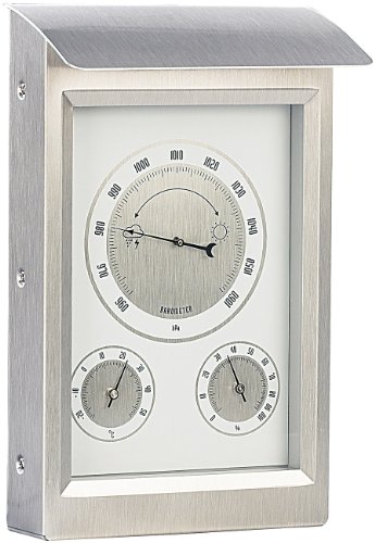 infactory Wetterstation analog: Außenwetterstation mit Hygro- und Barometeranzeige (Wetterstation analog Outdoor, Wetterstation analog außen, Thermometer Garten) von infactory