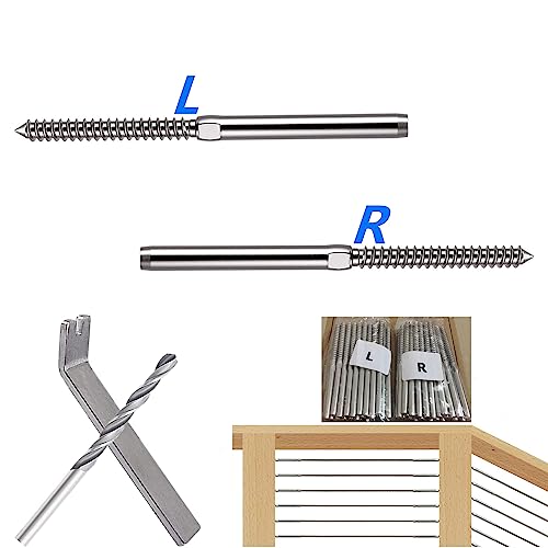Ingpro 40 Stück 3/16 Zoll 316 Edelstahl Links- und Rechtshänder Gewinde Swage Verzögerungsschrauben für Holzpfosten Kabelgeländer Hardware/Kit (20 Paar) von ingpro