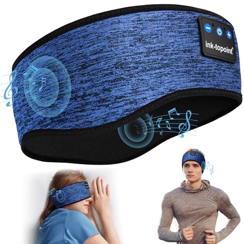 Schlafkopfhörer Bluetooth,Schlaf Kopfhörer Stirnband Bluetooth Kopfhörer Coole Geräte Geschenk für Männer/Frauen mit Ultradünnen HD Stereo Lautsprecher für Sport,Schlafen,Reisen,Meditation,Entspannen von ink-topoint