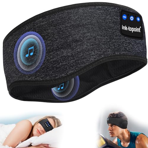 Schlafkopfhörer Bluetooth,Schlaf Kopfhörer Stirnband Bluetooth Kopfhörer Coole Geräte Geschenk für Männer/Frauen mit Ultradünnen HD Stereo Lautsprecher für Sport,Schlafen,Reisen,Meditation,Entspannen von ink-topoint