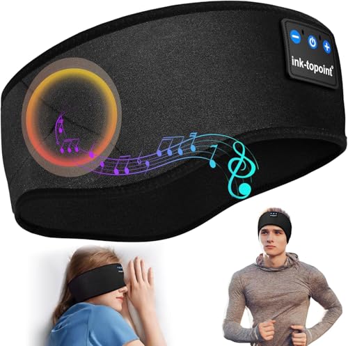 Schlafkopfhörer Bluetooth,Schlaf Kopfhörer Stirnband Bluetooth Kopfhörer Coole Geräte Geschenk für Männer/Frauen mit Ultradünnen HD Stereo Lautsprecher für Sport,Schlafen,Reisen,Meditation,Entspannen von ink-topoint