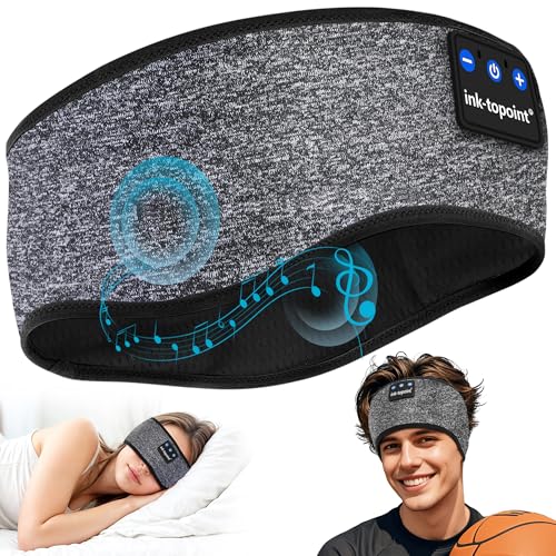 Schlafkopfhörer Bluetooth,Schlaf Kopfhörer Stirnband Bluetooth Kopfhörer Coole Geräte Geschenk für Männer/Frauen mit Ultradünnen HD Stereo Lautsprecher für Sport,Schlafen,Reisen,Meditation,Entspannen von ink-topoint