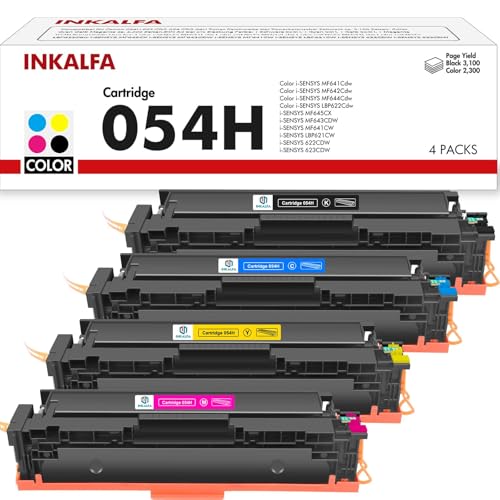 054H 054 Kompatibel für Canon i-SENSYS MF645Cx Toner für i-SENSYS MF643Cdw MF641Cw MF642Cdw MF644Cdw MF641CW LBP622Cdw 621CW 623CDW 622CDW CRG-054H CRG-054 Schwarz Cyan Gelb Magenta, 4er-Pack von inkalfa