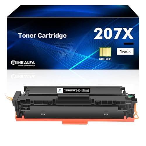 1er-Pack Mit Chip 207X W2210X als Ersatz für HP 207X Color Laserjet Pro MFP M283fdw M255dw M282nw M283fdn M255nw M255 M282 M283 207A W2210A Toner Schwarz von inkalfa