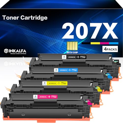 207X 207A Toner Ersatz Kompatible für HP 207X 207A Color Laserjet Pro MFP M283fdw M255dw M282nw M283fdn M255nw M283 M282 M255 Mit Chip Multipack 1x W2210X W2211X W2212X W2213X von inkalfa
