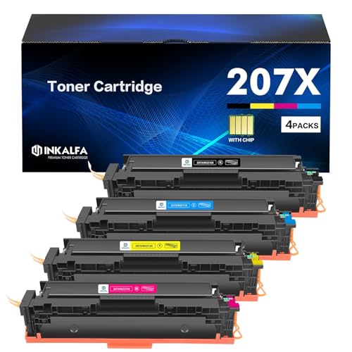 207X 207A Toner Ersatz Kompatible für HP 207X 207A Color Laserjet Pro MFP M283fdw M255dw M282nw M283fdn M255nw M283 M282 M255 Mit Chip Multipack 1x W2210X W2211X W2212X W2213X von inkalfa