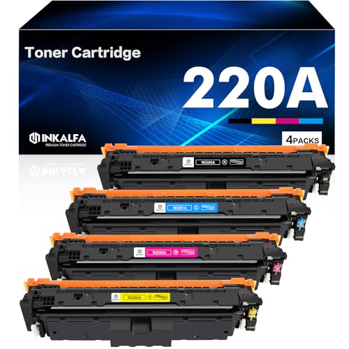 220A 220X Toner Mit Chip: für HP 220A Toner Set Kompatibel für Color Laserjet Pro MFP 4302fdw 4302dw 4202dw 4302fdw 4202dn 4302fdn （4 Pack W2200A W2201A W2202A W2203A, Schwarz Cyan Gelb Magenta） von inkalfa