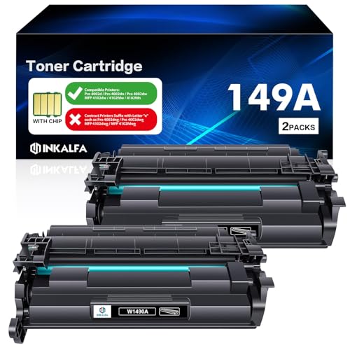 2er-Pack 149A W1490A Mit Chip Kompatibel für HP 149A 149X W1490A W1490X Toner Laserjet MFP 4102fdw 4102dw 4102fdn 4102 Laserjet Pro 4002dn 4002dw 4002d 4002 - Schwarz von inkalfa