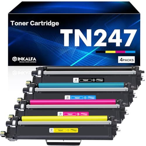 4er-Pack TN247 Kompatibel für Brother TN-243CMYK Toner für Brother MFC L3750CDW TN243CMYK TN243 MFC-L3750CDW DCP-L3550CDW MFC-L3770CDW HL-L3210CW HL-L3230CDW MFC-L3710CW TN247BK TN247C TN247Y TN247M von inkalfa