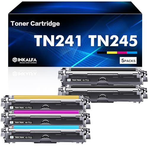 5er-Pack TN241 TN245 Kompatibel für Brother MFC 9332CDW Toner DCP 9022CDW MFC 9142CDN HL-3142CW MFC-9332CDW DCP-9022CDW MFC-9142CDN DCP-9020CDW DCP-9017CDW HL-3152CDW TN-241 TN-245 TN242 TN246 von inkalfa