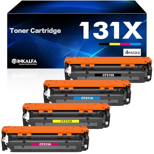 inkalfa 131X 131A Kompatibel für HP Laserjet Pro 200 Color MFP M276nw Toner M276n M251nw M251n CP1525n CP1515n CP1215 M276 CF210X CF210A CF211A CF212A CF213A - Schwarz Cyan Gelb Magenta, 4-Pack von inkalfa