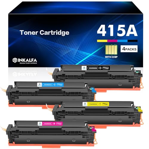 inkalfa 4er-Pack 415A 415X Mit Chip Kompatibel für HP 415A 415X MFP M479fdw Toner Color Laserjet Pro M479dw M479fnw M479fdn M454dw M454dn M479 W2030A W2031A W2032A W2033A Schwarz Cyan Gelb Magenta von inkalfa