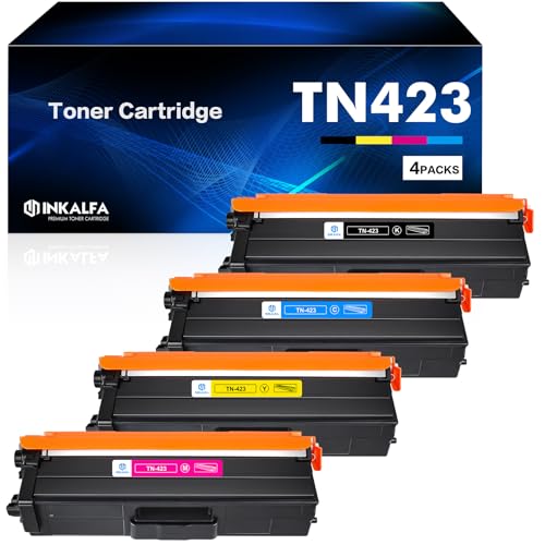 inkalfa TN423 MFC-L8690CDW Toner Kompatibel für Brother TN-423 TN421 MFC L8690CDW HL-L8260CDW DCP-L8410CDW HL-L8360CDW MFC-L8900CDW TN-423BK TN423C TN423Y TN423M (Schwarz Cyan Gelb Magenta, 4-Pack) von inkalfa