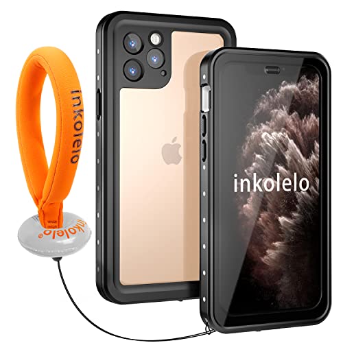 inkolelo für iPhone 11 Pro wasserdichte Hülle, 360 Grad Schutzhülle Unterwasser Handyhülle mit Schwimmender Schlüsselband, IP68 Wasserdicht Staubdicht Stoßfest Handytasche 5,8" (Schwarz/Orange) von inkolelo