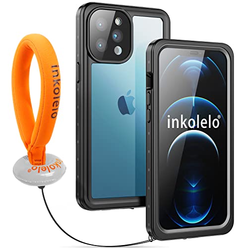 inkolelo für iPhone 12 Pro Max wasserdichte Hülle, 360 Grad Schutzhülle Unterwasser Handyhülle mit Schwimmender Schlüsselband, IP68 Wasserdicht Staubdicht Stoßfest Handytasche 6,7" (Schwarz/Orange) von inkolelo