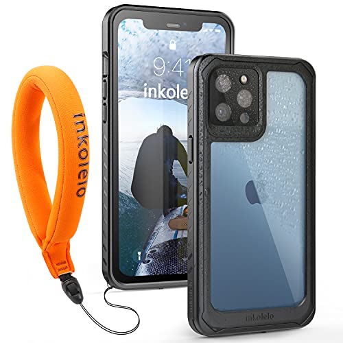 inkolelo für iPhone 12 Pro Max wasserdichte Hülle, 360 Grad Schutzhülle Unterwasser Handyhülle mit Schwimmender Schlüsselband, Rugged IP68 Wasserdicht Staubdicht Stoßfest Handytasche (Schwarz/Orange) von inkolelo