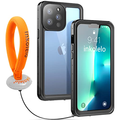 inkolelo für iPhone 13 Pro Max wasserdichte Hülle, 360 Grad Schutzhülle Unterwasser Handyhülle mit Schwimmender Schlüsselband, IP68 Wasserdicht Staubdicht Stoßfest Handytasche 6,7" (Schwarz/Orange) von inkolelo